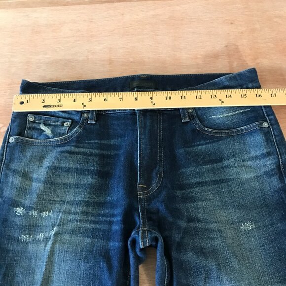 Uniqlo Slim Straight Jeans Men 31x26 Blue Japanese Kaihara Selvedge Distressed - Picture 10 of 13